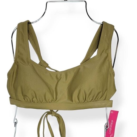 Xhilaration Green Glittery Bikini Top X-Small Jrs. - Picture 1 of 4